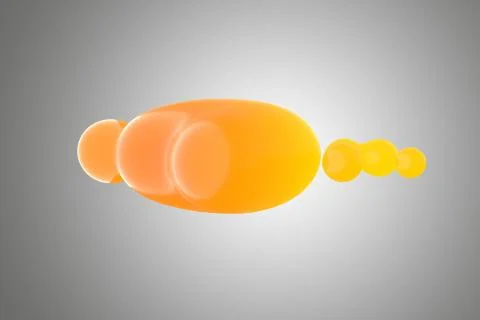 Abstract figure on a gray gradient background, metaball orange-yellow color Stock Illustration