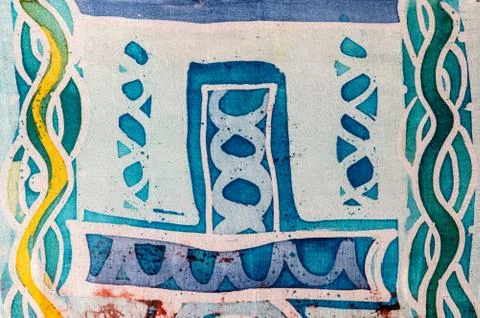 Abstract figure, hot batik, background texture, handmade on silk, surrealism  Stock Illustration