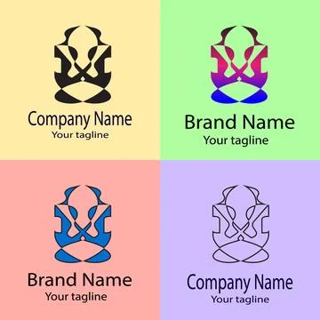 The Abstract Figure: Interlocking Shapes and Balanced Symmetry logo Stock Illustration