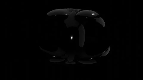 An abstract figure made of black smooth plastic deforms and rotates and moves on Stock Footage 241470359