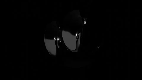 An abstract figure made of black smooth plastic deforms and rotates and moves on Stock Footage 241470458