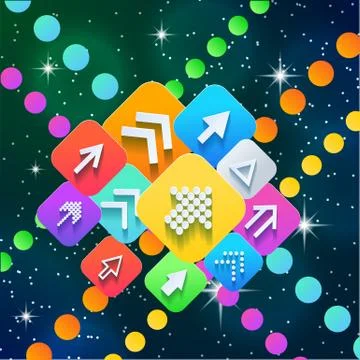 Abstract figure made from rounded rectangles and arrows. Conceptual Technology Illustrazione stock