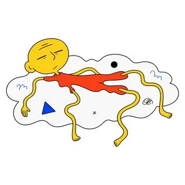 Abstract Figure Resting on Cloud Stock Illustration
