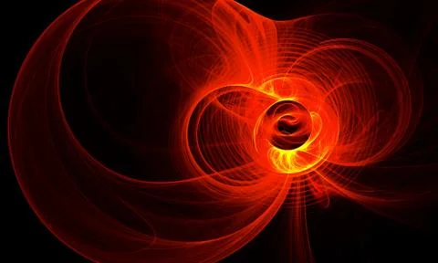 Abstract figure from round, red waves and plasma. Fractal art graphics Stock Illustration