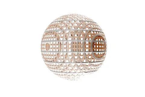 Abstract figure sphere brown grid 3d rendering white background Stock Illustration