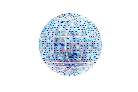 Abstract figure sphere techno texture 3d rendering white background Stock Illustration