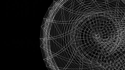 An abstract figure from a white grid deforms and rotates and moves on a black ba Stock Footage 241471114