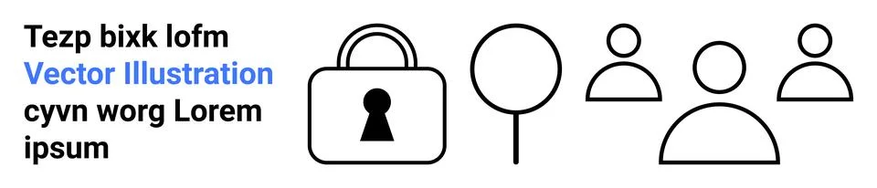 Abstract Figures and Lock Icon with Text Elements for Security and Teamwork.. Stock Illustration