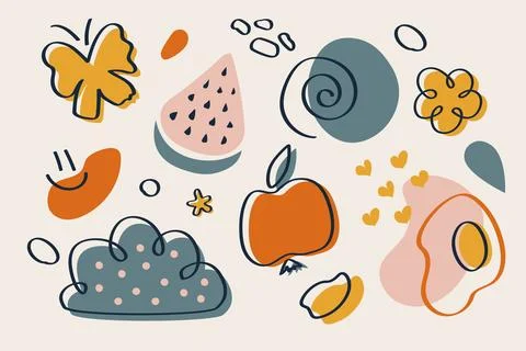 Abstract figures hand drawn abstract shapes Stock Illustration