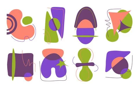Abstract figures set. Organic patterns and ornaments. Simple brutalist bauhaus Stock Illustration