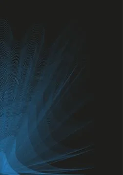 Abstract figures of thin lines with a blue gradient on a black background. Illustrazione stock