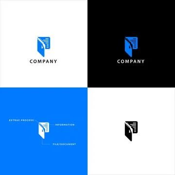 Abstract File and Document Logo with Zip Icon - Extraction Process Concept イラスト素材
