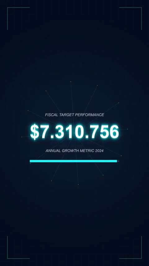 Abstract finance data visualization: Fiscal targets and annual growth repor.. Stock Footage 344935021