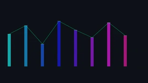 Abstract Financial Bar Chart and Line Graph on Black Background Stock Footage 340341072