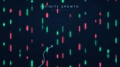 Abstract Financial Candlestick Chart Animation with Glowing Green and Red Stock Footage 344774257