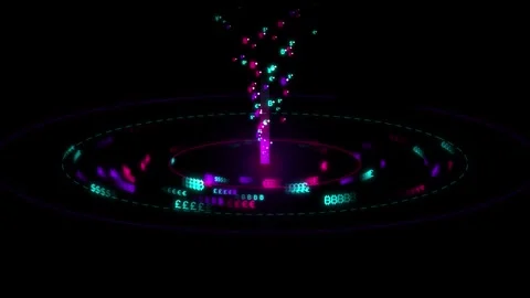 Abstract financial chart animation showing glowing neon currency symbols ro.. Stock Footage 344651432