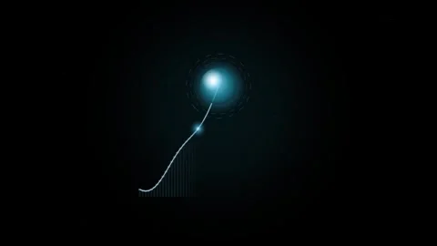 Abstract financial chart animation showing upward trend towards glowing orb.. Stock Footage 345360324