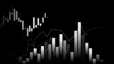 Abstract financial chart candlestick graph and rising and falling bars show.. Video stock 337266733