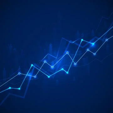 Abstract financial chart with graph and stock market on blue background. Busi 스톡 일러스트