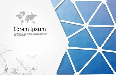 Abstract financial chart with line graph and dark blue color polygon Stock Illustration