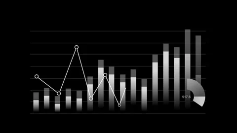 Abstract financial chart with rising bars line graph and pie chart animatio.. Stock Footage 337871250