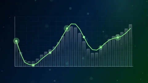 Abstract Financial Data Graph - Bar Chart and Line Graph with Bokeh Backgroun Stock Footage 346660534