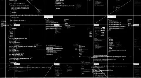 Abstract financial data processing and statistics recording on black background Stock Illustration