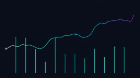 Abstract financial data visualization with glowing line graph, digital bars Vídeos de archivo 342585204