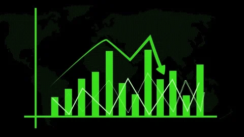 Abstract Financial Graph Animation on World Map Background Stock Footage 309885625