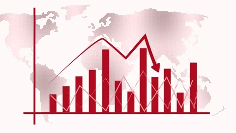 Abstract Financial Graph Animation on World Map on White Background 库存影片 309885645