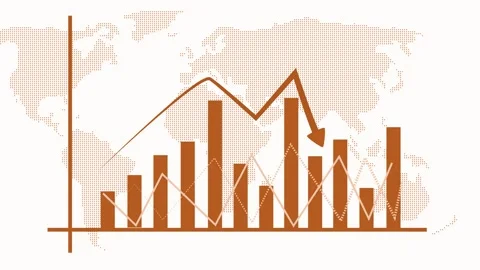 Abstract Financial Graph Animation on World Map on White Background Stock Footage 309885676
