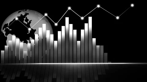 Abstract Financial Graph with Globe Animation Stock Footage 327856888