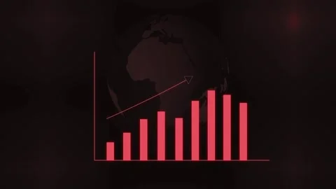 Abstract financial growth chart with upward arrow animated on dark background Stock Footage 259766084