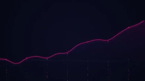 Abstract Financial Line Chart Rising Upward Dark Futuristic Background Stock Footage 341645504