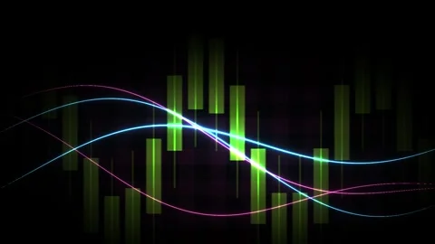 Abstract Financial Market Data Visualization with Glowing Neon Wave Lines a.. Stock Footage 341787978