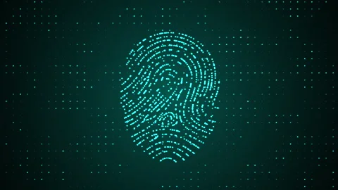 Abstract fingerprint technological security animation Stock Footage 188158685