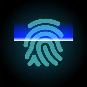 Abstract fingerprints scanning process - access control system, security イラスト素材