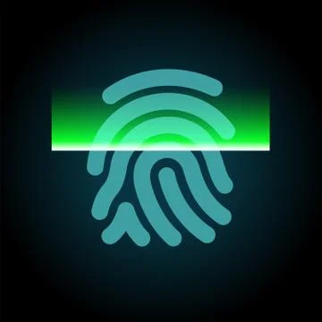 Abstract fingerprints scanning process - access control system, security Illustrazione stock