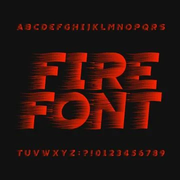 Abstract fire alphabet font. Type letters and numbers. Stock Illustration