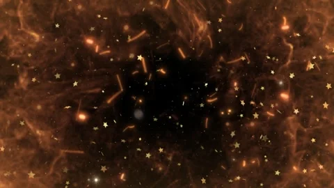 Abstract fire background with floating golden stars and glowing particles Stock Footage 345017215