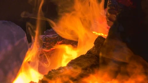 Abstract - Fire burning / Coal / Rocks / Logs Effect Video stock 99555782