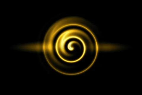 Abstract fire circle with golden light ring on black background Stock Illustration