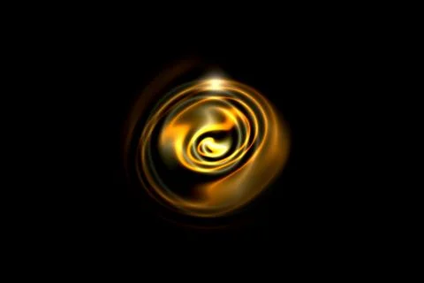 Abstract fire circle with golden light spiral on black background Stock Illustration