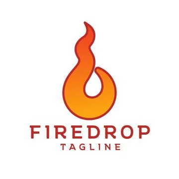 Abstract fire drop logo. Abstract flame droplet gradient logo Stock Illustration