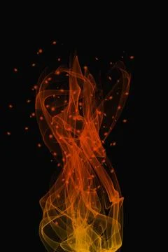 Abstract Fire Flame and Smoke Trails with Sparks on Black Stock Photos