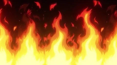 Abstract Fire Flame Background With Cartoon Burning Wall of Fire Stock-Footage 332299612