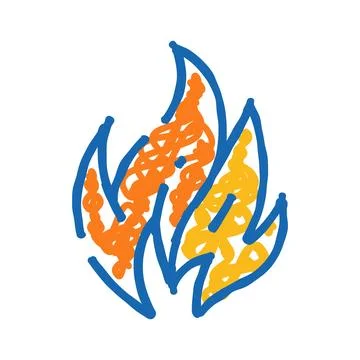 Abstract fire flame drawing icon symbolizing energy and passion Stock Illustration