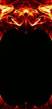 Abstract fire flame frame on black background Stock Illustration