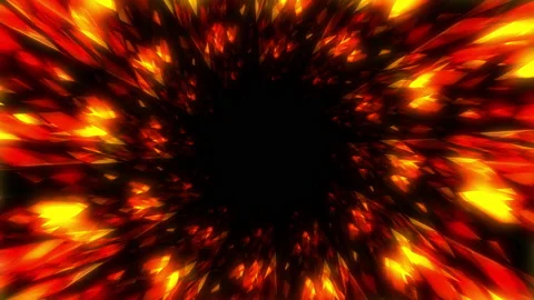 Abstract Fire Flame Illusion Looped Circle Tunnel Background Video stock 166054361
