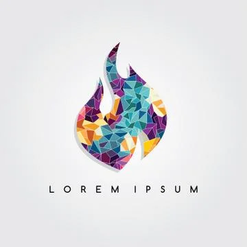 Abstract fire flame logo colorful triangle geometrical Illustrazione stock